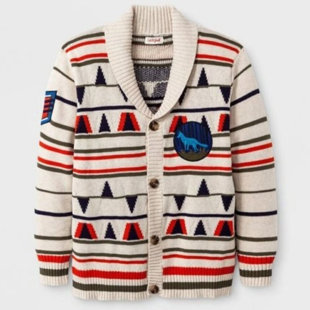 Cat & Jack SZ M Stripe Cardigan Sweater Classic Academia Church Preppy School